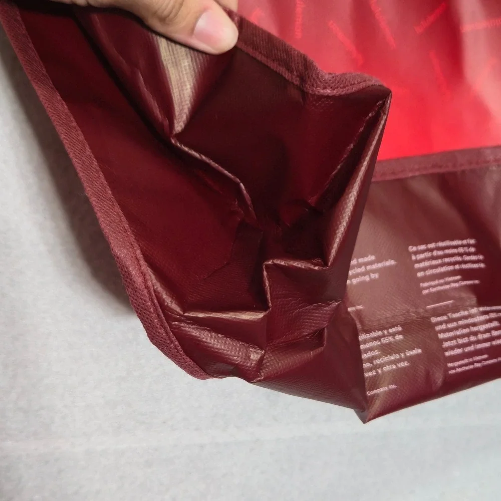 Lululemon Reusable shopping Tote Bag large Red Burgundy Ombre Logo Print